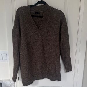 Mango V-Neck Brown Sweater